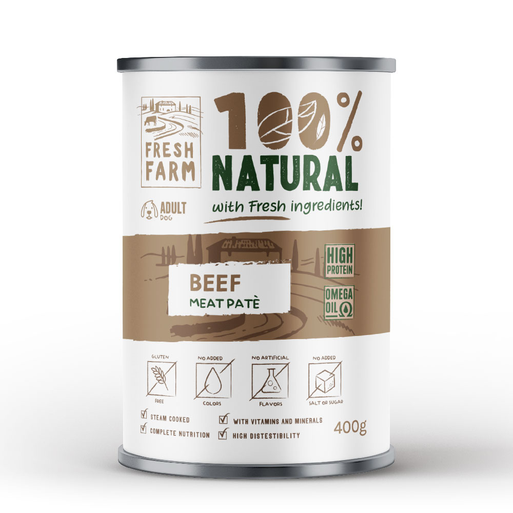 Fresh Farm 100% Natural απαλό Πατέ με μοσχάρι Can 400gr