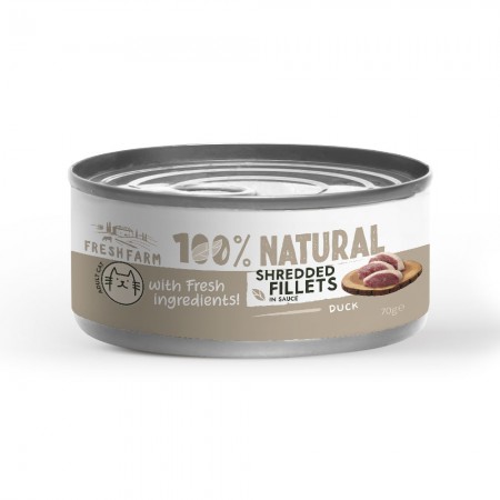 Fresh Farm 100% Natural τεμαχισμένα φιλέτα  πάπιας σε σάλτσα Can 70gr