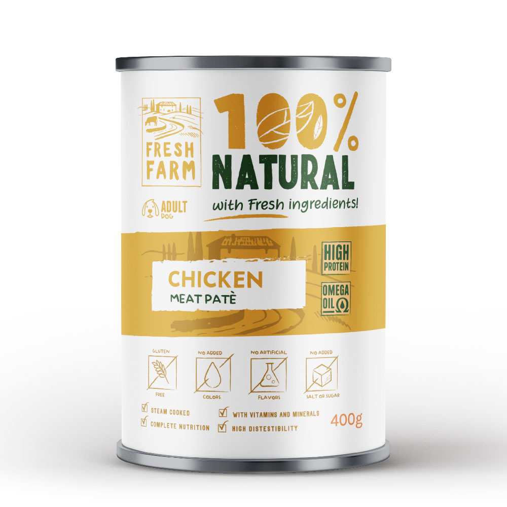 Fresh Farm 100% Natural απαλό Πατέ με κοτόπουλο Can 400gr