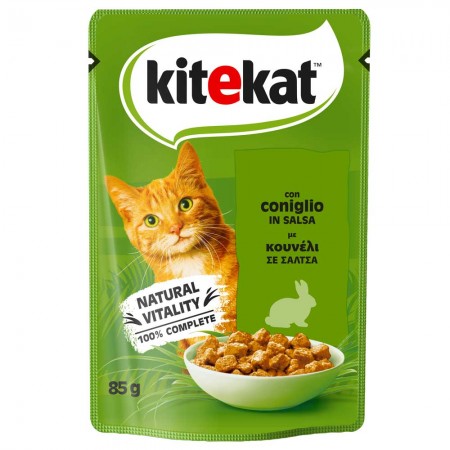 KITEKAT® Adult Πλήρης Υγρή Τροφή Γάτας Κουνέλι σε Σάλτσα Φακελάκι 85g