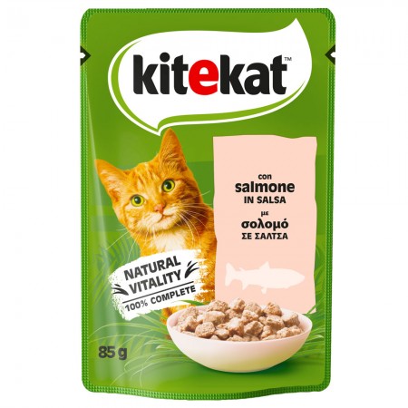 KITEKAT® Fresh Pack Adult Πλήρης Υγρή Τροφή Γάτας Σολομό σε Σάλτσα Φακελάκι 85g 