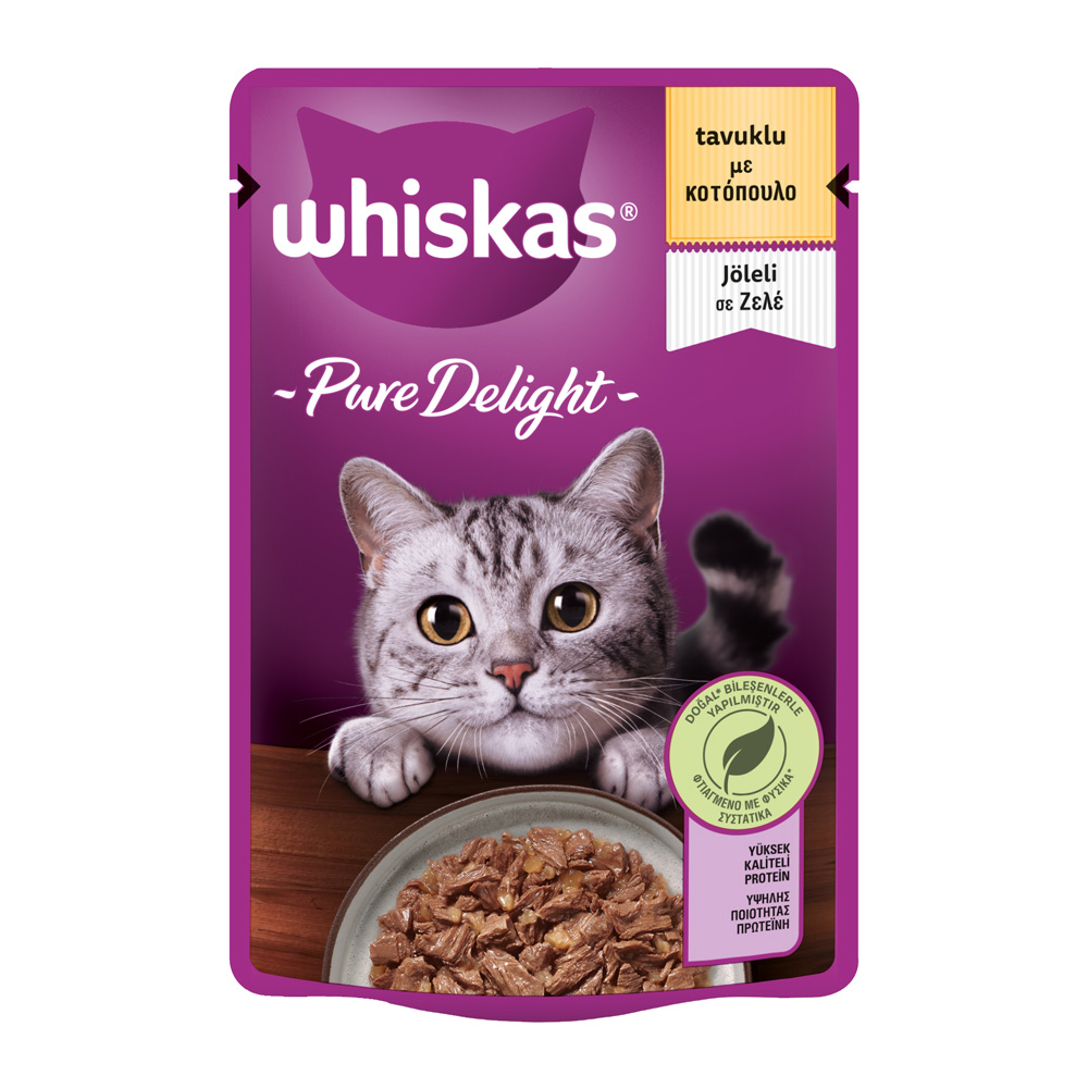 WHISKAS ΦΑΚΕΛΑΚΙ PURE DELIGHT ΚΟΤΟΠΟΥΛΟ ΣΕ ΖΕΛΕ 85g