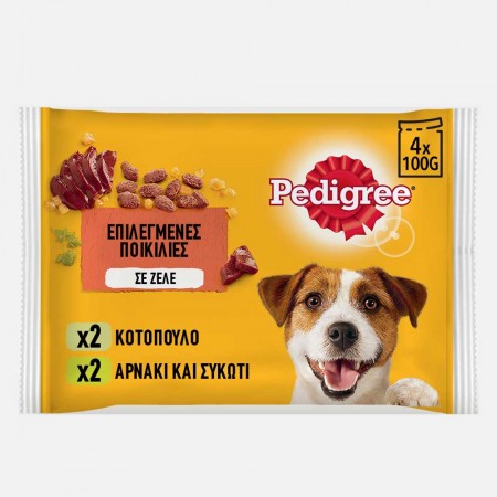 PEDIGREE ΦΑΚΕΛΑΚΙ M/P ΚΟΤΟΠΟΥΛΟ & ΑΡΝΙ ΣΕ ΖΕΛΕ 4x100g
