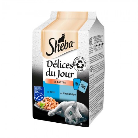 SHEBA DELICES DU JOUR ΤΟΝΟΣ & ΜΠΑΚΑΡΙΑΡΟΣ ΣΕ ΣΑΛΤΣΑ 6x50g
