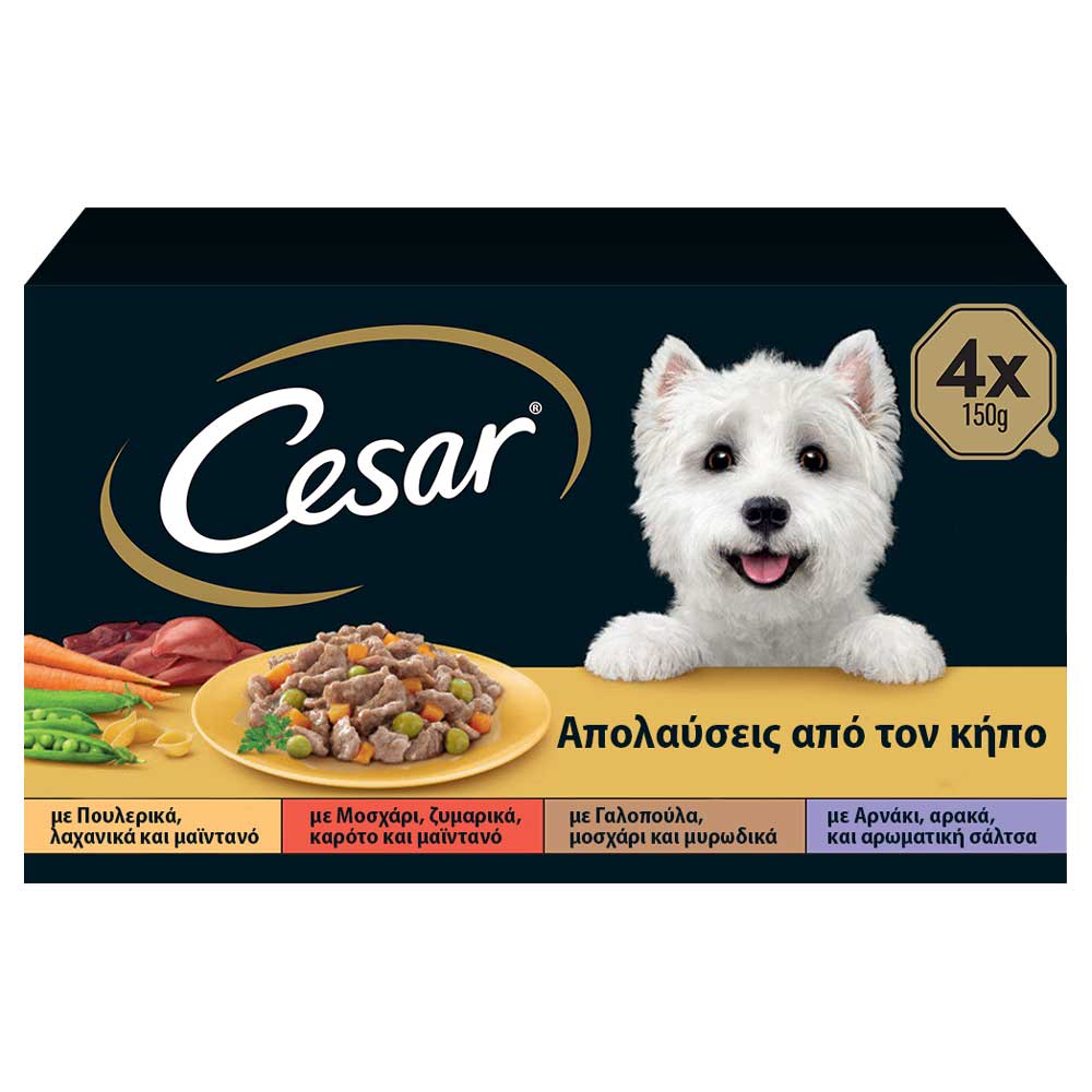 CESAR Απολαύσεις από τον κήπο-Κοτόπ./Μοσχ./Βοδ./Αρνί M/P 6x4x150g
