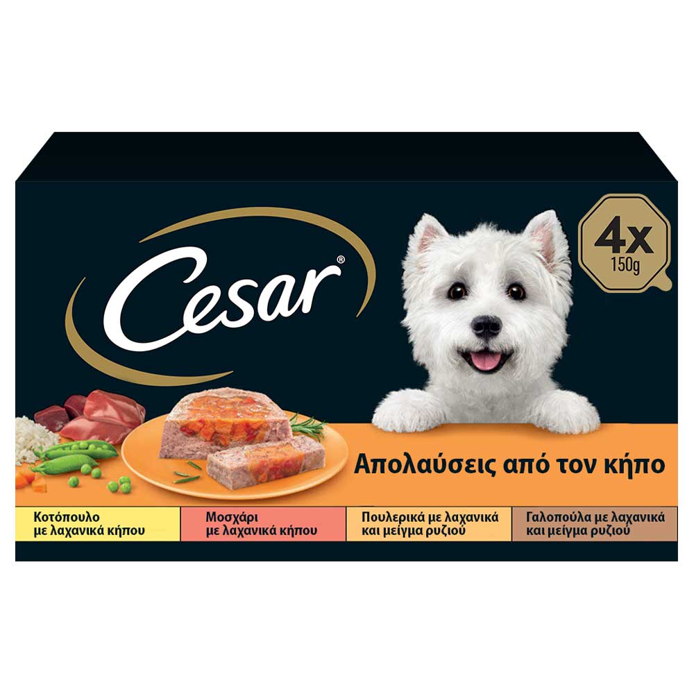 CESAR Απολαύσεις από τον κήπο-Κοτόπ./Μοσχ./Πουλ./Γαλ. M/P 6x4x150g